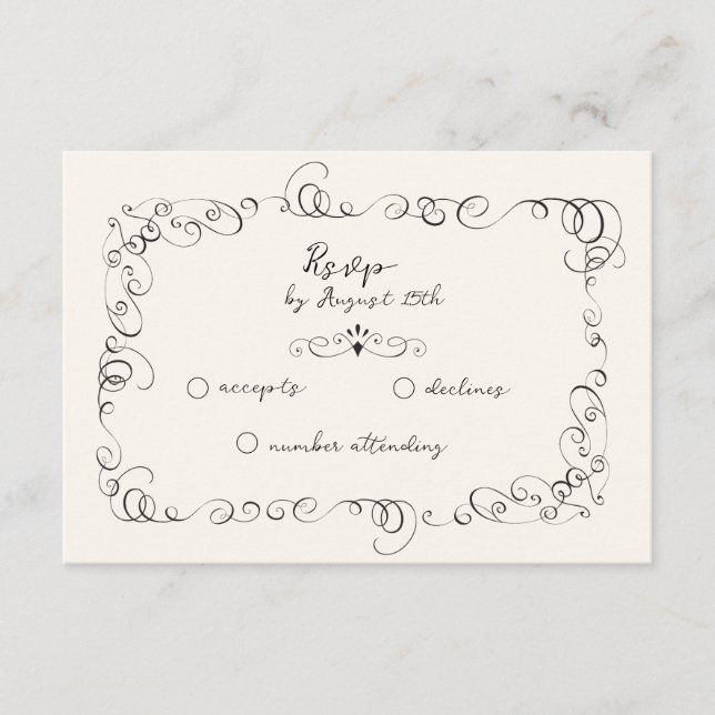 Whimsical Wedding RSVP Cards Begleitkarte (Vorderseite)