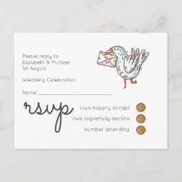 Whimsical Wedding RSVP Postcard Einladungspostkarte