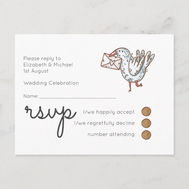 Whimsical Wedding RSVP Postcard Einladungspostkarte (Vorderseite)