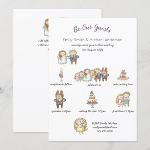 Whimsical Wedding Timeline Doodle Art Einladungen