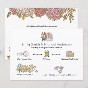 Whimsical Wedding Timeline Doodle Art Einladungen