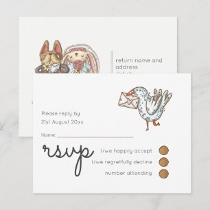 Whimsical Wedding Timeline UAWG Doodle Art Einladungspostkarte