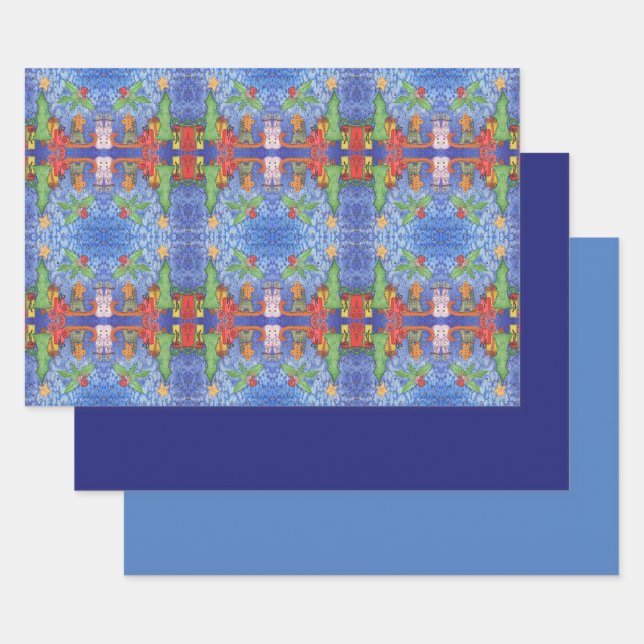 Whimsical Weihnachten Cheer Aquarellmalerei Geschenkpapier Set (Set)