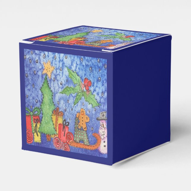 Whimsical Weihnachten Cheer Aquarellmalerei Geschenkschachtel (Vorderseite)