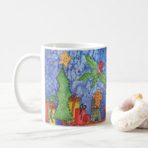 Whimsical Weihnachten Cheer Aquarellmalerei Kaffeetasse