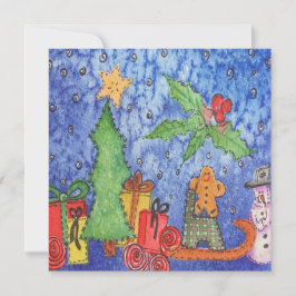 Whimsical Weihnachten Cheer Aquarellmalerei Karte