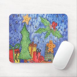 Whimsical Weihnachten Cheer Aquarellmalerei Mousepad