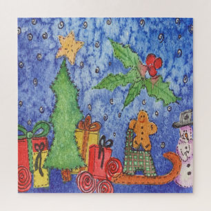 Whimsical Weihnachten Cheer Aquarellmalerei Puzzle
