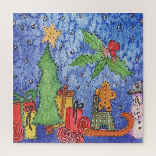 Whimsical Weihnachten Cheer Aquarellmalerei Puzzle (Vertikal)