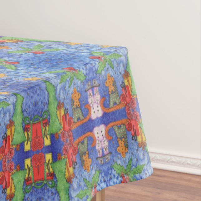 Whimsical Weihnachten Cheer Aquarellmalerei Tischdecke (Beispiel)