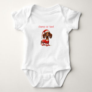 Whimsical Weihnachts-Dachshund Baby Strampler