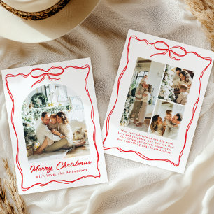 Whimsical Weihnachts-Foto handGezeichnet Bow Ribbo Feiertagskarte