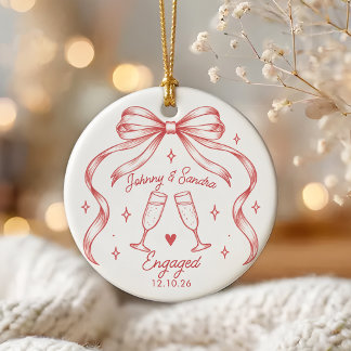 Whimsical-Weihnachts-Verlobungs-Keramik-Ornament Keramik Ornament