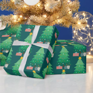 Whimsical Weihnachtsbaum und Weihnachten Geschenkpapier