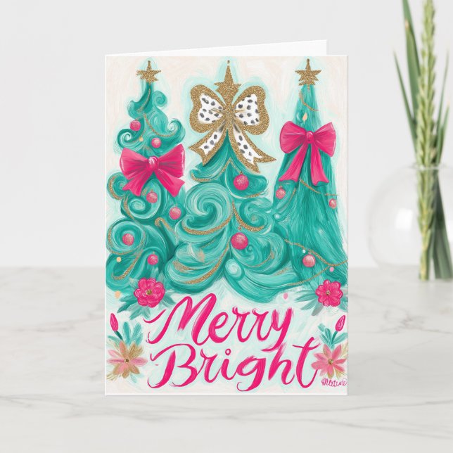 Whimsical Weihnachtsbäume  Feiertagskarte (Vorderseite)