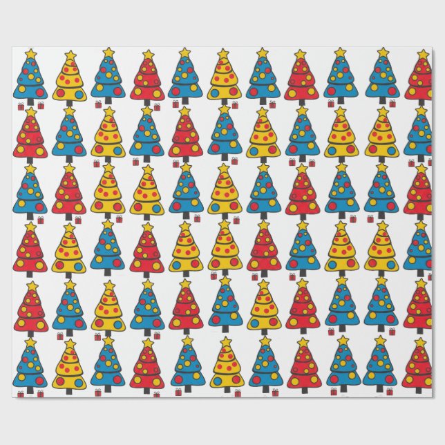 Whimsical-Weihnachtsbäume Geschenkpapier (Flach)