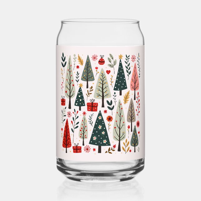 Whimsical Weihnachtsbaumwald Dosenglas (Vorderseite)