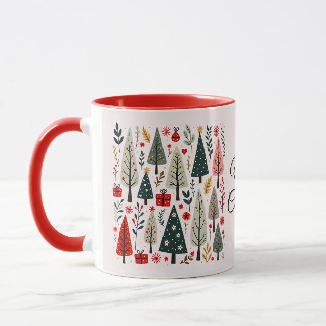 Whimsical Weihnachtsbaumwald Tasse (Links)