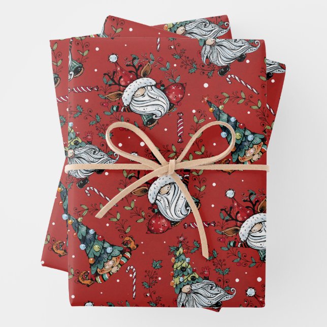 Whimsical Weihnachtsgnomes Geschenkpapier Set (Beispiel)