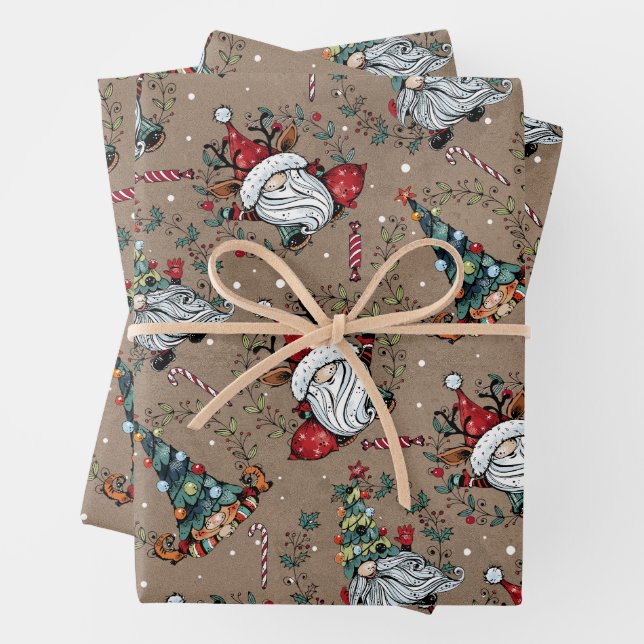 Whimsical Weihnachtsgnomes Geschenkpapier Set (Beispiel)
