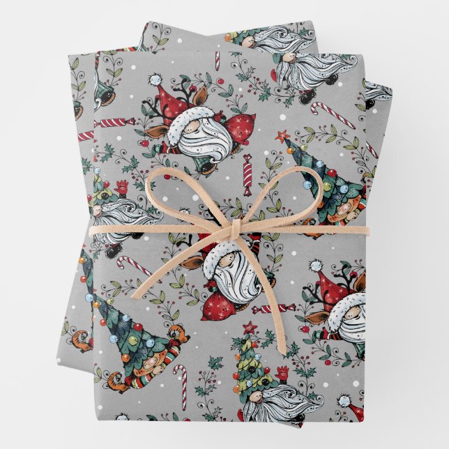 Whimsical Weihnachtsgnomes Geschenkpapier Set (Beispiel)