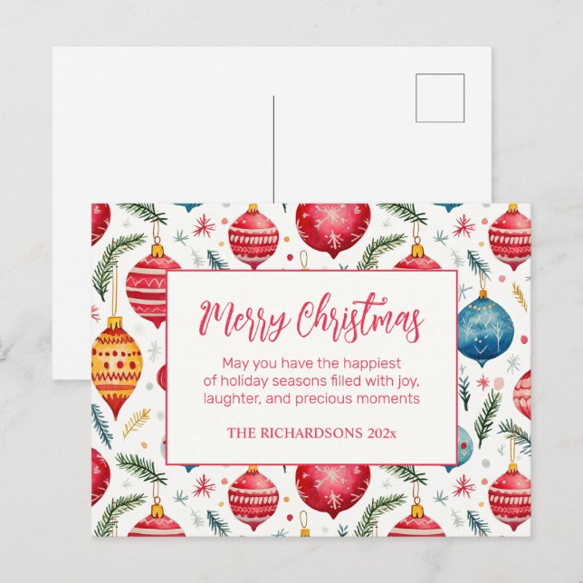 Whimsical Weihnachtsschmuck Vintag Feiertagspostkarte (Vorne/Hinten)