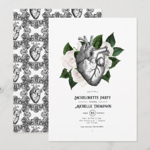 Whimsical Weiße Florale Gothic Junggesellinnenpart Einladung
