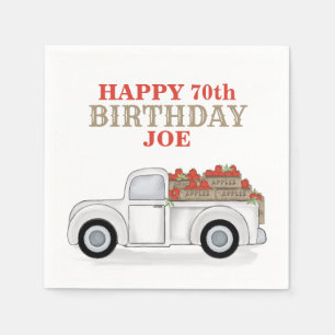 Whimsical Weißer LKW mit Apfelkisten Serviette