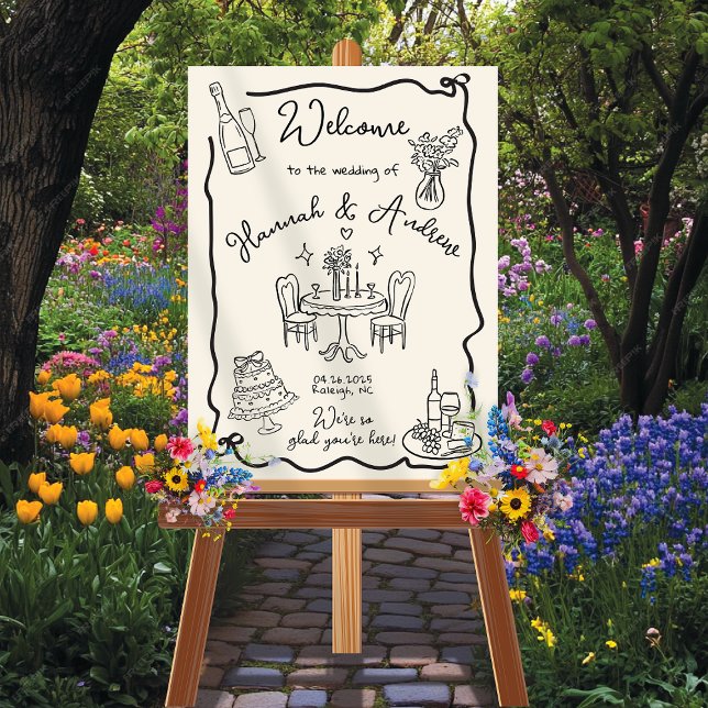 Whimsical Welcome Wedding Wavy Frame Bug Poster (Von Creator hochgeladen)