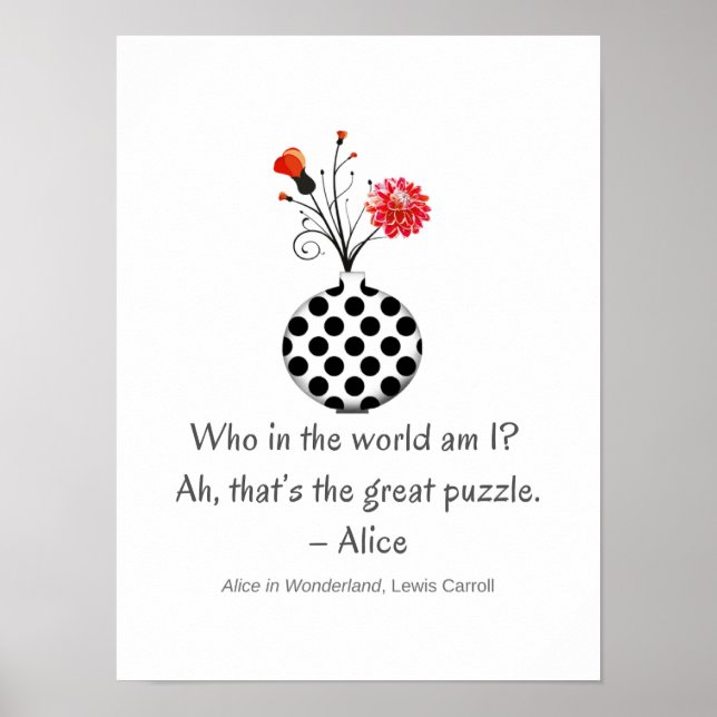 Whimsical Wer bin ich Alice Zitat Poster (Vorne)