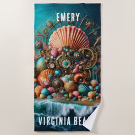 WHIMSICAL WHACKACKY STEAMPUNK SCALLOP MUSCHEL AUF STRANDTUCH