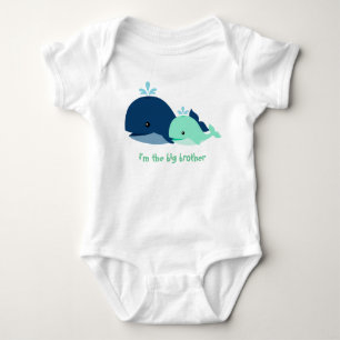 Whimsical Whales Big Brother Little Brother Baby Strampler