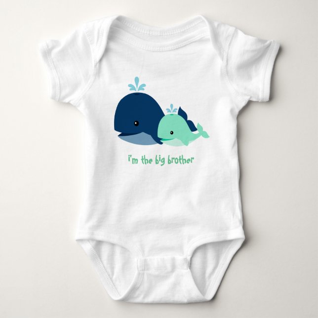 Whimsical Whales Big Brother Little Brother Baby Strampler (Vorderseite)