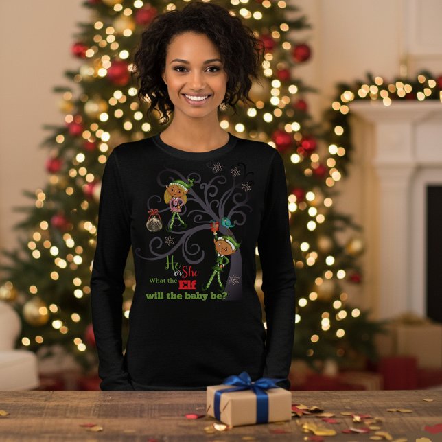 Whimsical What the Elf Will the Baby Be? Tri-Blend Shirt (Whimsical What the Elf Will the Baby Be -dark tshirt)