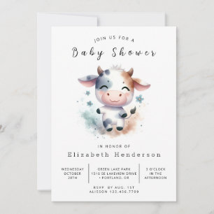 Whimsical Whimsy Cow Baby Dusche Einladung