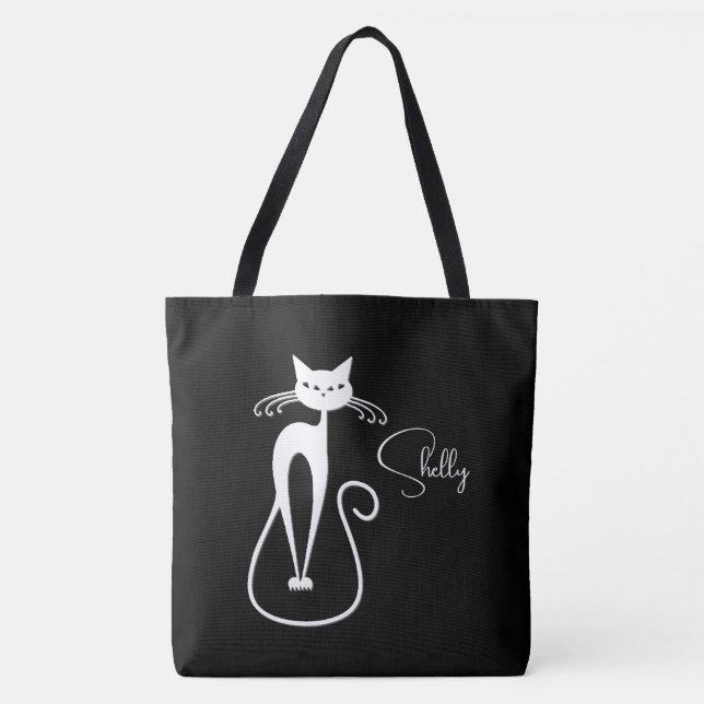 Whimsical White Cat Personal Black (Vorderseite)