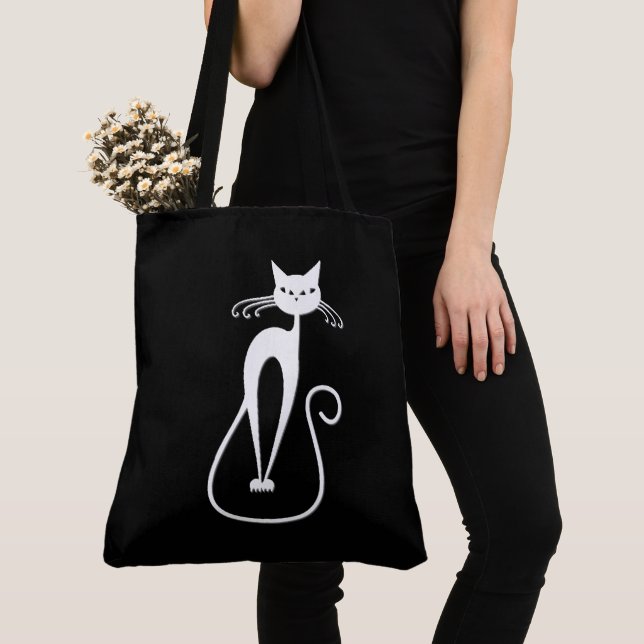 Whimsical White Cat Tote Bag (Von Nahem)