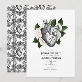 Whimsical White Floral Gothic Junggeselinnen-Absch Einladung