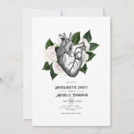 Whimsical White Floral Gothic Junggeselinnen-Absch Einladung