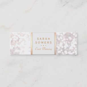 Whimsical White Glitzer Bokeh Eleganter Goldrahmen Mini Visitenkarte