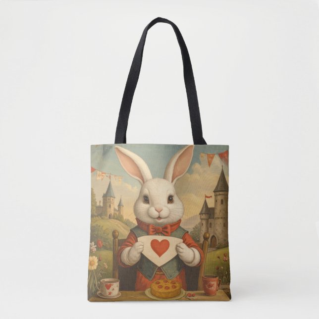 Whimsical White Rabbit Hearts Enchanted Wonderland (Vorderseite)