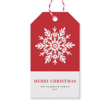 Whimsical White Snowflake Red Christmas