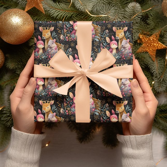 Whimsical Wild Animals Christmas Wrapping Paper Geschenkpapier (Von Creator hochgeladen)