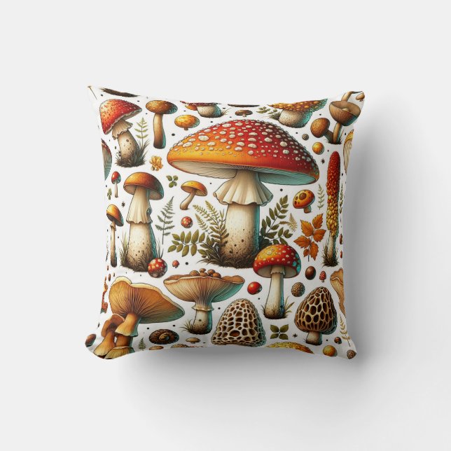 Whimsical Wild Mushrooms Kissen (Vorderseite)