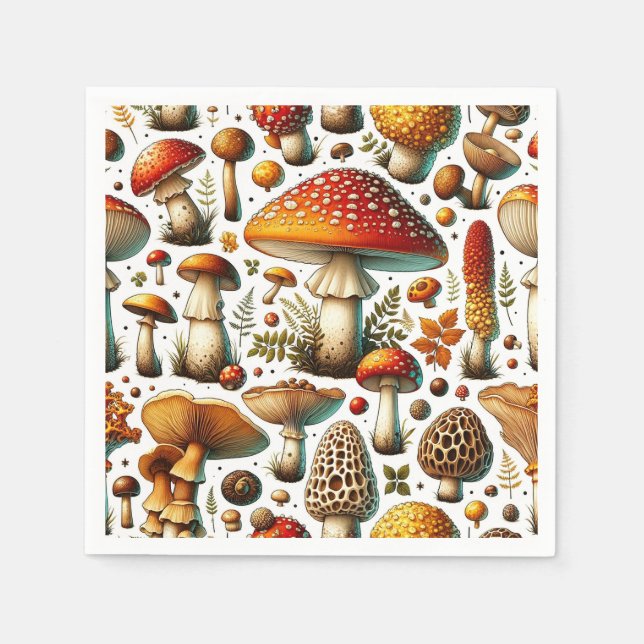 Whimsical Wild Mushrooms Serviette (Vorderseite)