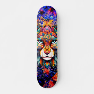 Whimsical Wild Tiger Abstrakt Art Skateboard Deck