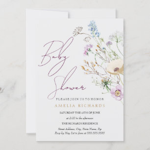 Whimsical Wildblume Baby Dusche Einladung