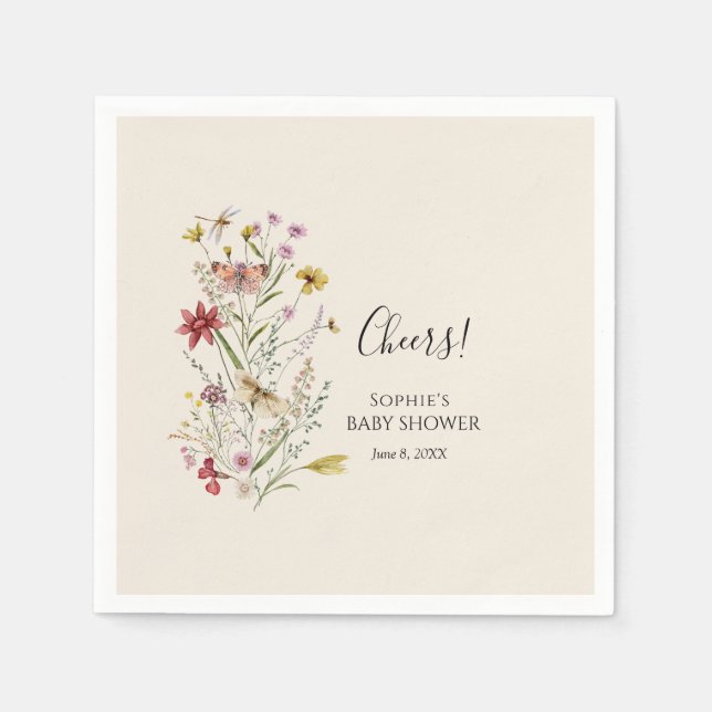 Whimsical Wildblume Baby im Blut Serviette (Vorderseite)