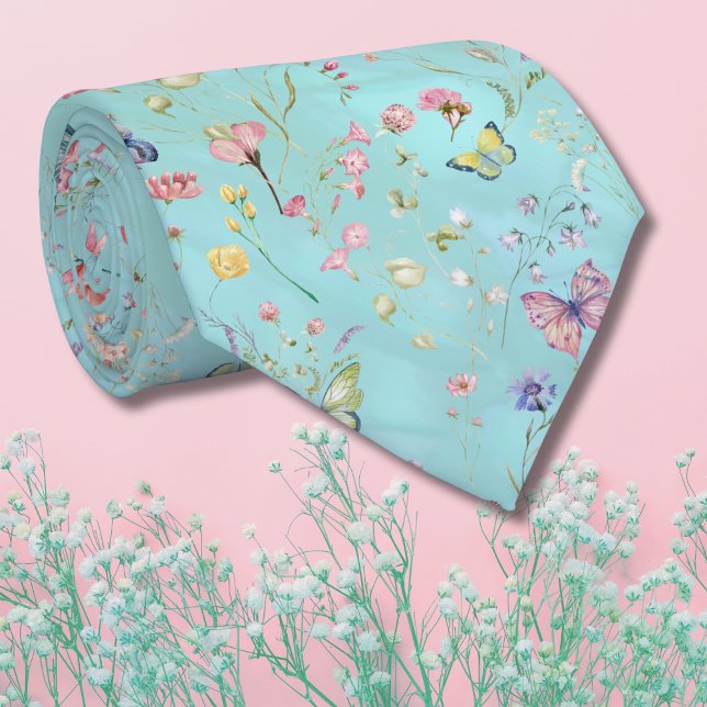 Whimsical Wildblume Blue Neck Tie Krawatte (Von Creator hochgeladen)