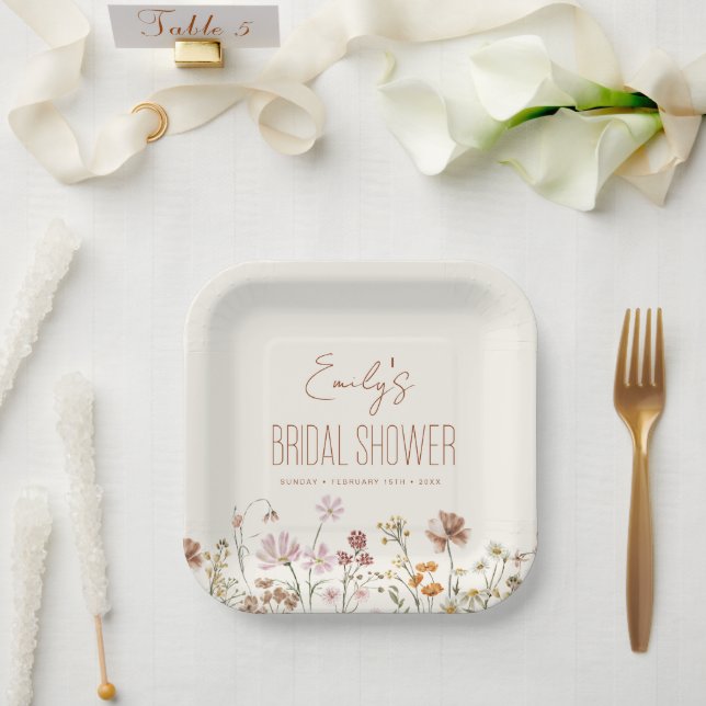 Whimsical Wildblume Boho Brautparty in Bloom Pappteller (Hochzeit)